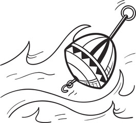 Vector illustration of a fishing bobber in waves © hgkrufdssf