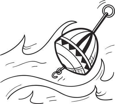 Vector illustration of a fishing bobber in waves
