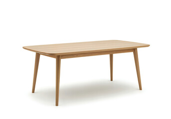 Fototapeta premium Light brown wooden table with four legs on white background