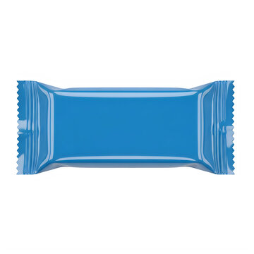 Blue candy bar wrapper template isolated on transparent background