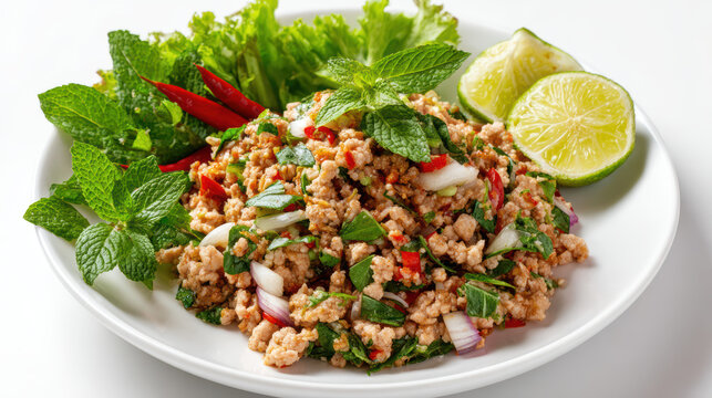 transparent thai larb gai minced chicken salad toast