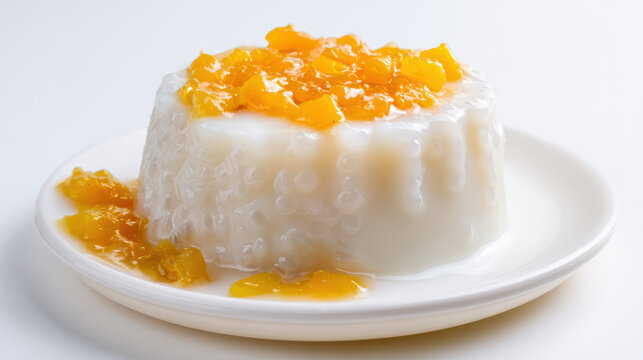 thai tapioca pudding khanom piak soon dessert with coconut topping