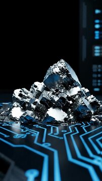 Geopolitics ai semiconductor wars resource monopoly crystal chip circuit technology tension future concept board pile silver metal highlight