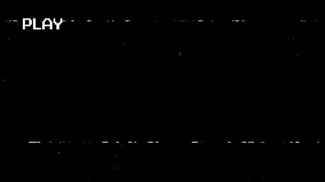 Play VHS Retro Video Tape Recording with Analog Static Glitch Effects and Signal Tracking Noise on Black Background 4k video animation seamless loop