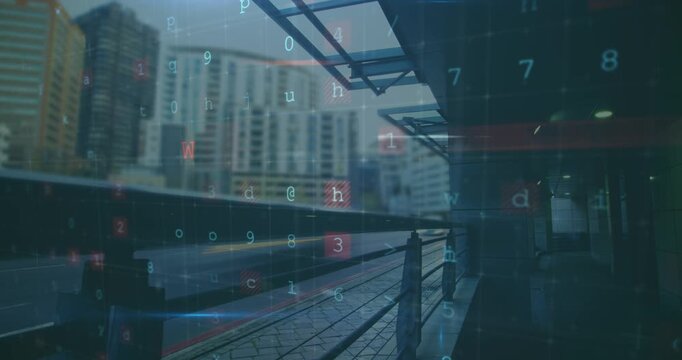 Animation of data processing over cityscape