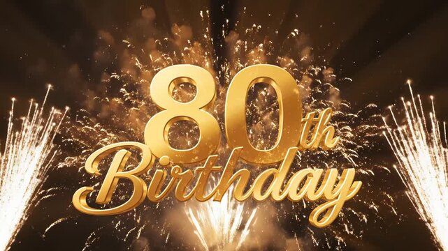 Golden 80th Birthday Celebration with Fireworks