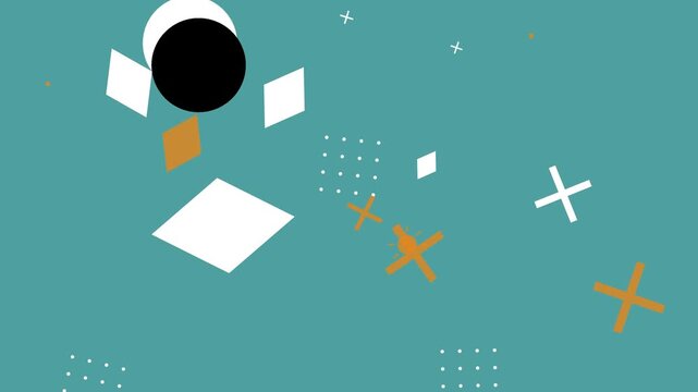 Abstract motion graphics featuring a colorful hipster memphis style with geometric shapes