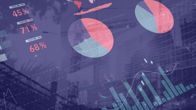 Animation of data processing over cityscape