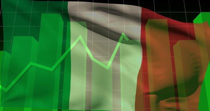 Animation of data processing over flag of nigeria