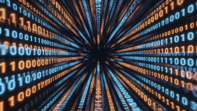 Binary code tunnel perspective
