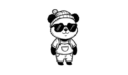 Fototapeta premium Hand Drawn Panda Doodle – Cute Cartoon Bear Sketch Illustration Isolated on White