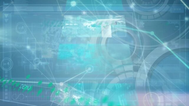 Animation of pink to purple pattern, connections and data processing