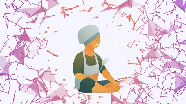 Animation of shapes moving over chef icon