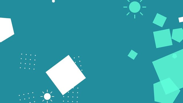 Geometric motion graphics in a colorful hipster memphis style background