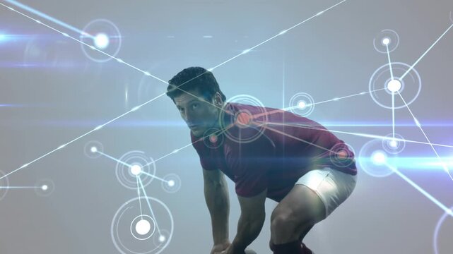 Animation of connections and data processing over rugby player