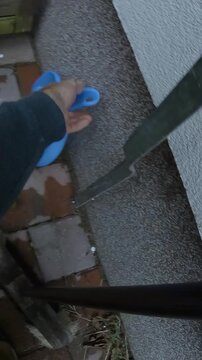 Sweeping the dead mouse and throwing away