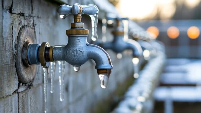 icy outdoor faucets