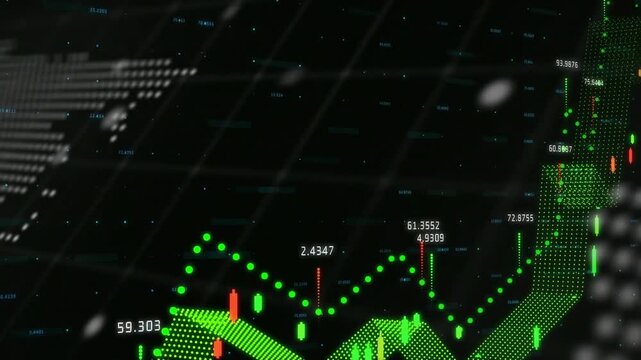 Animation of financial data processing over world map