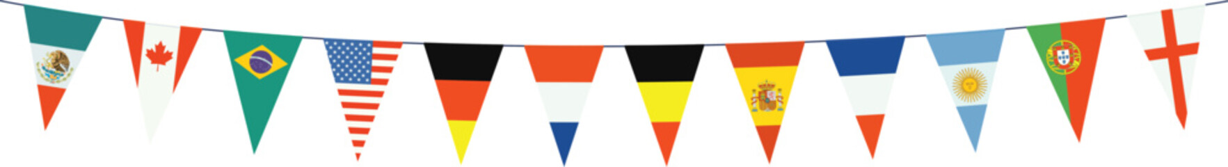 Obraz premium Garland with pennants in the colors of the participating teams 