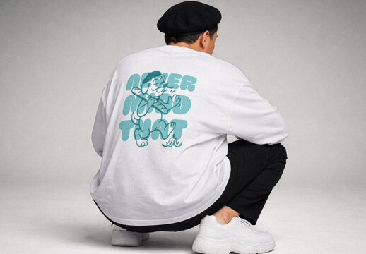 White Long Sleeve T-Shirt Mockup