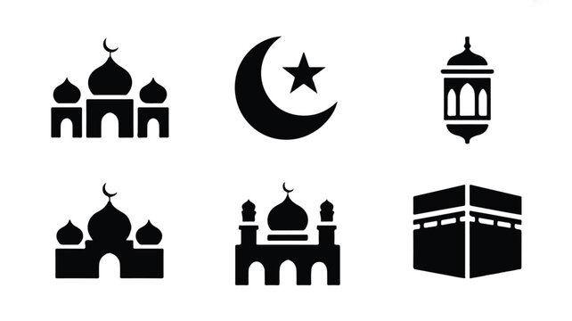 Islamic architecture and symbols  mosque lantern crescent star kaaba