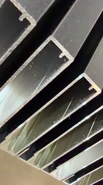 furniture production, aluminum profile for the production of aluminum furniture facades. close-up of ready-to-assemble parts.