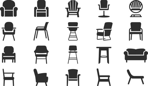 Assortment of Chair Designs: A comprehensive collection showcasing a variety of chair designs, each with unique features, shapes, and functionalities
