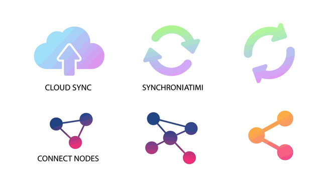 Network Connection Icons Representing Cloud Sync.