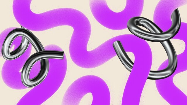 An abstract 3D illustration with flowing purple shapes and glossy chrome pipes on a light background. A modern, minimalist design with soft gradients and a futuristic aesthetic.