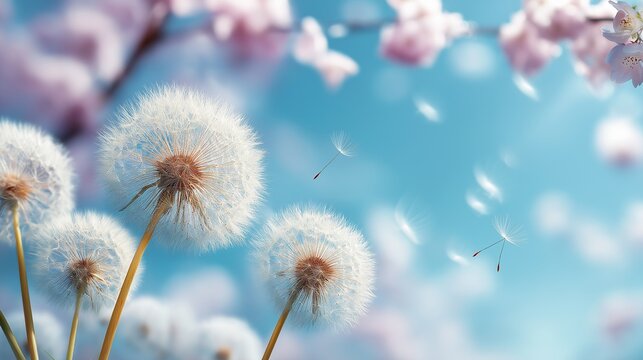  桜とたんぽぽの綿毛