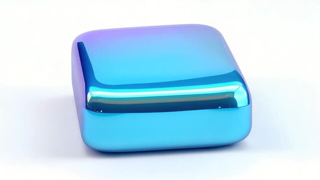 Rectangular blue prism with rounded edges, iridescent sheen