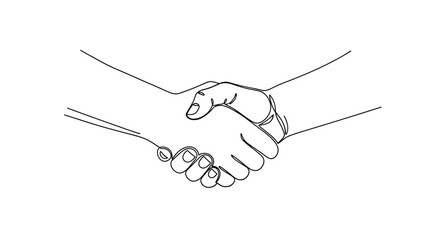 Fototapeta premium Handshake business agreement line art with continuous line