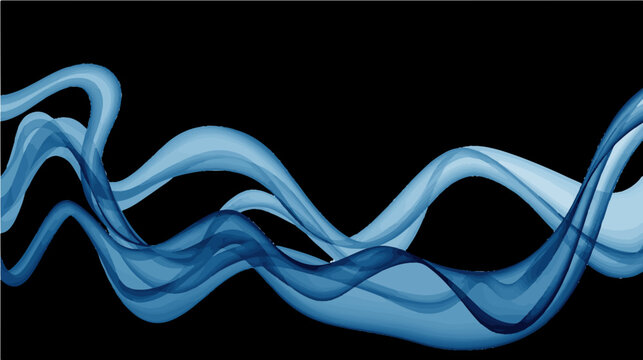 Abstract Blue Layered Wave Undulating Ribbon Flow Design Element svg cut out