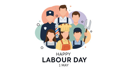 Celebrating Labor Day: A diverse group of workers from various professions stands united, symbolizing the contributions of labor across various industries. A message of gratitude for their hard work. © Tahura