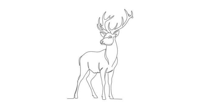 Majestic deer single line drawing elegant animal art