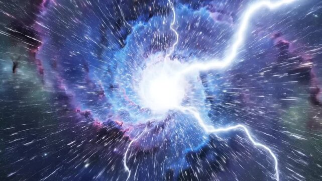 Galaxy with lightning bolts