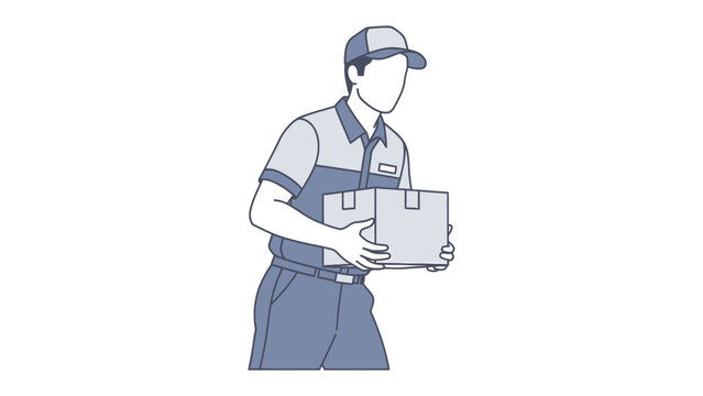 Prompt Delivery: An illustration of a delivery man confidently carrying a package, ready to fulfill his crucial role in modern logistics and commerce.