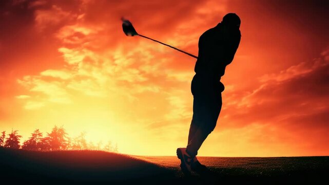 Golf Player at Sunset