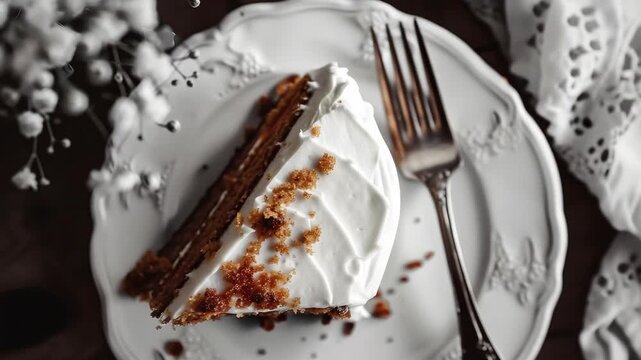 Close-up of a slice of pecan pie with whipped cream