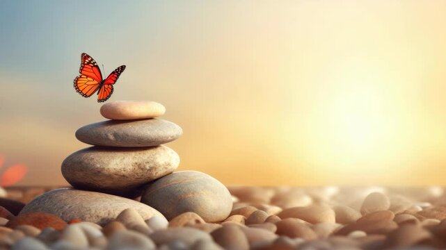 Zen Meditation - Rocks and Butterfly