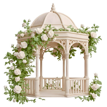 3D wedding gazebo, 3d stylized garden gazebos decorated with flowers, 3D gazebo design, decoration of gazebo, wedding gazebo, wedding venue, 3D wedding venue decoration