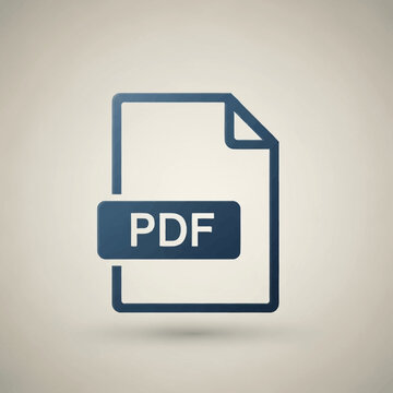 Iconic PDF Document Symbol with Folded Corner and Shadow.