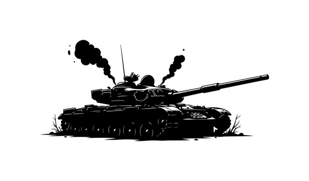 Modern Combat Tank in Action Vector Illustration