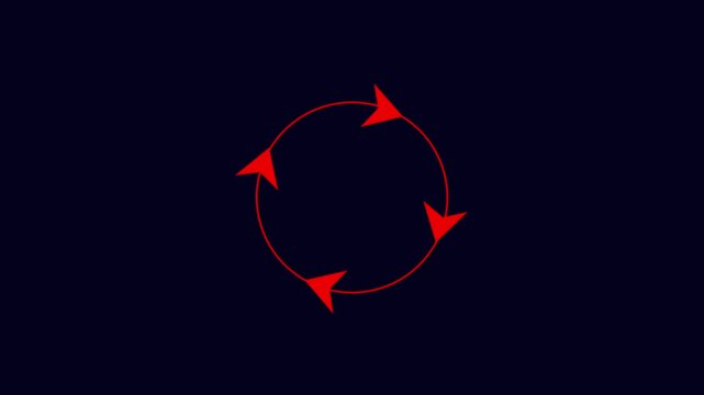 Circular arrows indicating continuous rotation or cyclical process on dark background