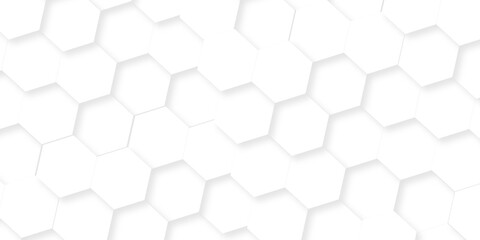 Fototapeta premium Minimal white hexagonal hexagon technology creative emboss light honeycomb polygonal web. abstract geometric science and mosaic tile with template texture background.