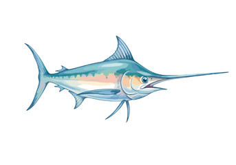 Obraz premium Majestic blue marlin fish illustration with sharp bill and fins