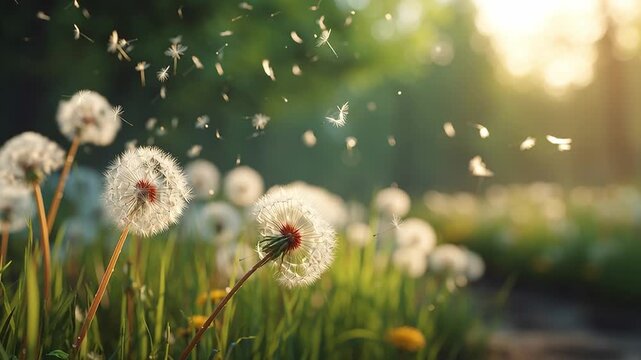 桜とたんぽぽの綿毛