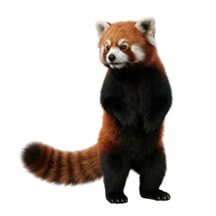 Fototapeta premium Cute Red Panda Standing on Hind Legs, White Background, Isolated
