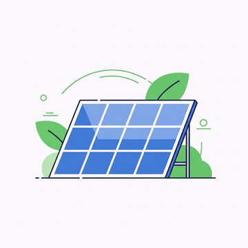Minimalist flat design solar panel illustration with clean renewable energy concept, modern eco friendly technology vector, sustainable power generation infographic style isolated on background