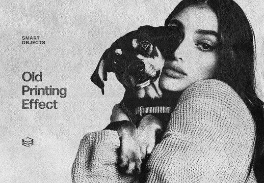 Old Printing Photo Effect Mockup